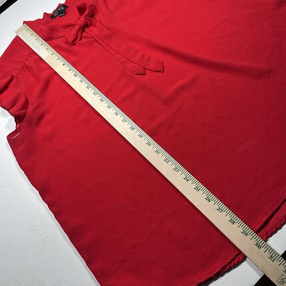 Rouge Collection Women’s Size 3X Red Blouse Short Flutter Sleeves Tie Front - Picture 9 of 9